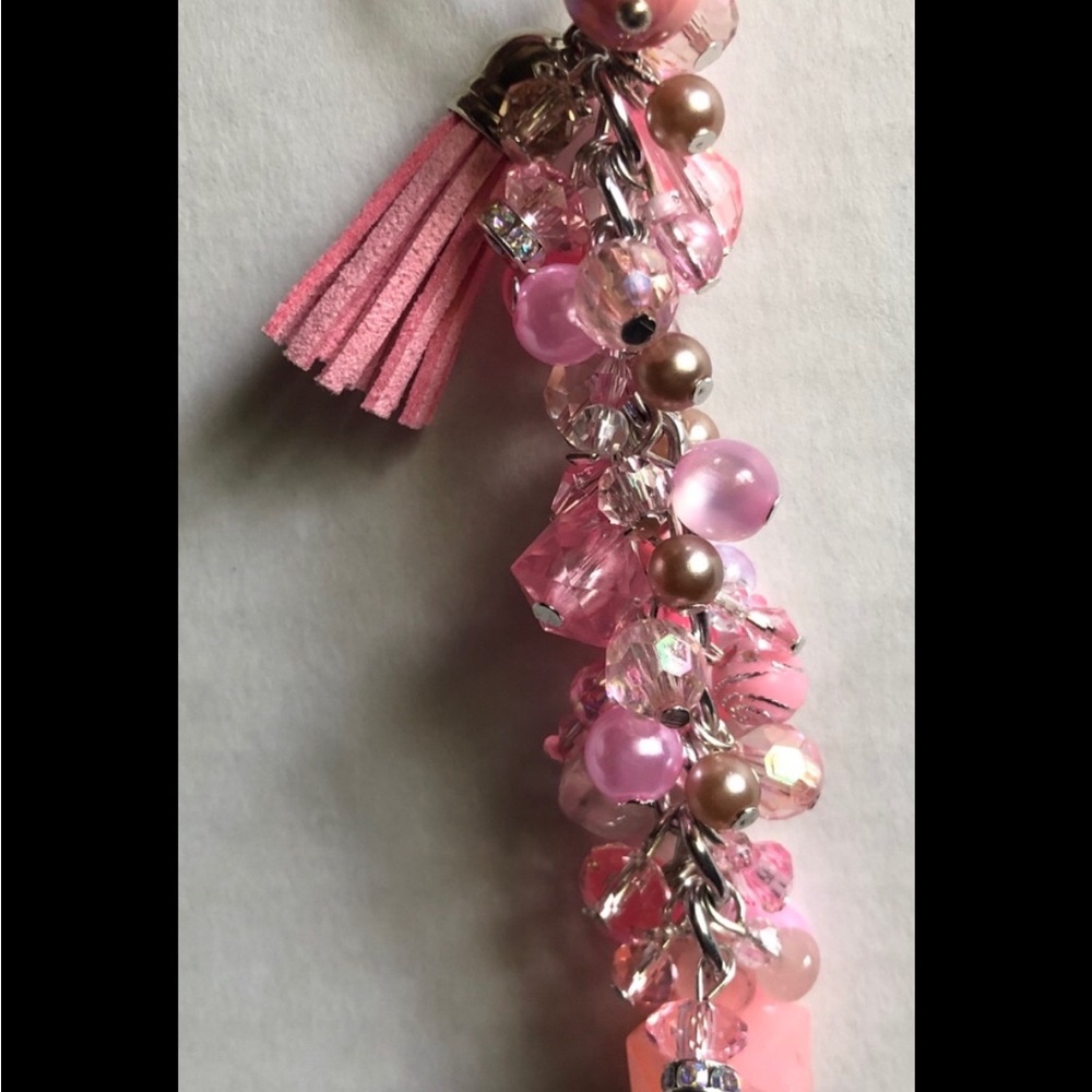 Pink Beaded Tassel Keychain/Purse pull